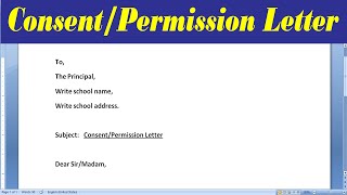 Consent Letter  Consent letter to school from parents  Parents permission letter to school [upl. by Enimsay421]