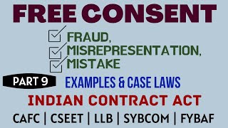 Fraud  Misrepresentation  Mistake  Free Consent  Indian Contract Act  Caselaws  Example [upl. by Quill]