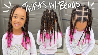 Easy Twists wBeads Styling Ziyas Curly Hair [upl. by Aicilaf]