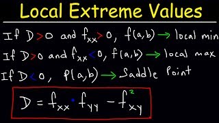 Local Extrema Critical Points amp Saddle Points of Multivariable Functions  Calculus 3 [upl. by Dekow]