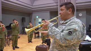 USARJ Band teaches JGSDF how to play the bugle [upl. by Raamaj]