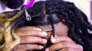 Retwisting Dreadlocks for Beginners  Crochet Hook Method  SELF RETWIST First Time EVER [upl. by Phillis599]