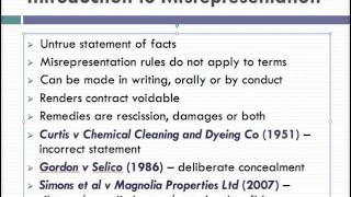 Misrepresentation Lecture 1 of 4 [upl. by Britt]