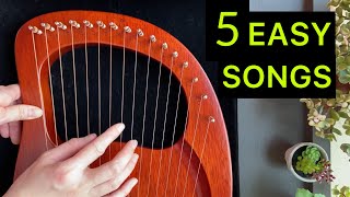 5 EASY LYRE Songs in 5 Minutes  BEGINNER Lyre Harp Tutorial [upl. by Dorrahs]