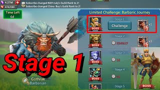 Lords mobile limited challenge barbaric journey stage 1 [upl. by Anerehs142]