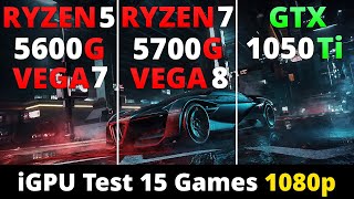 Ryzen 5 5600G VEGA 7 vs Ryzen 7 5700G VEGA 8 vs GTX 1050 Ti  iGPU Test 1080p 15 Games [upl. by Siuluj]